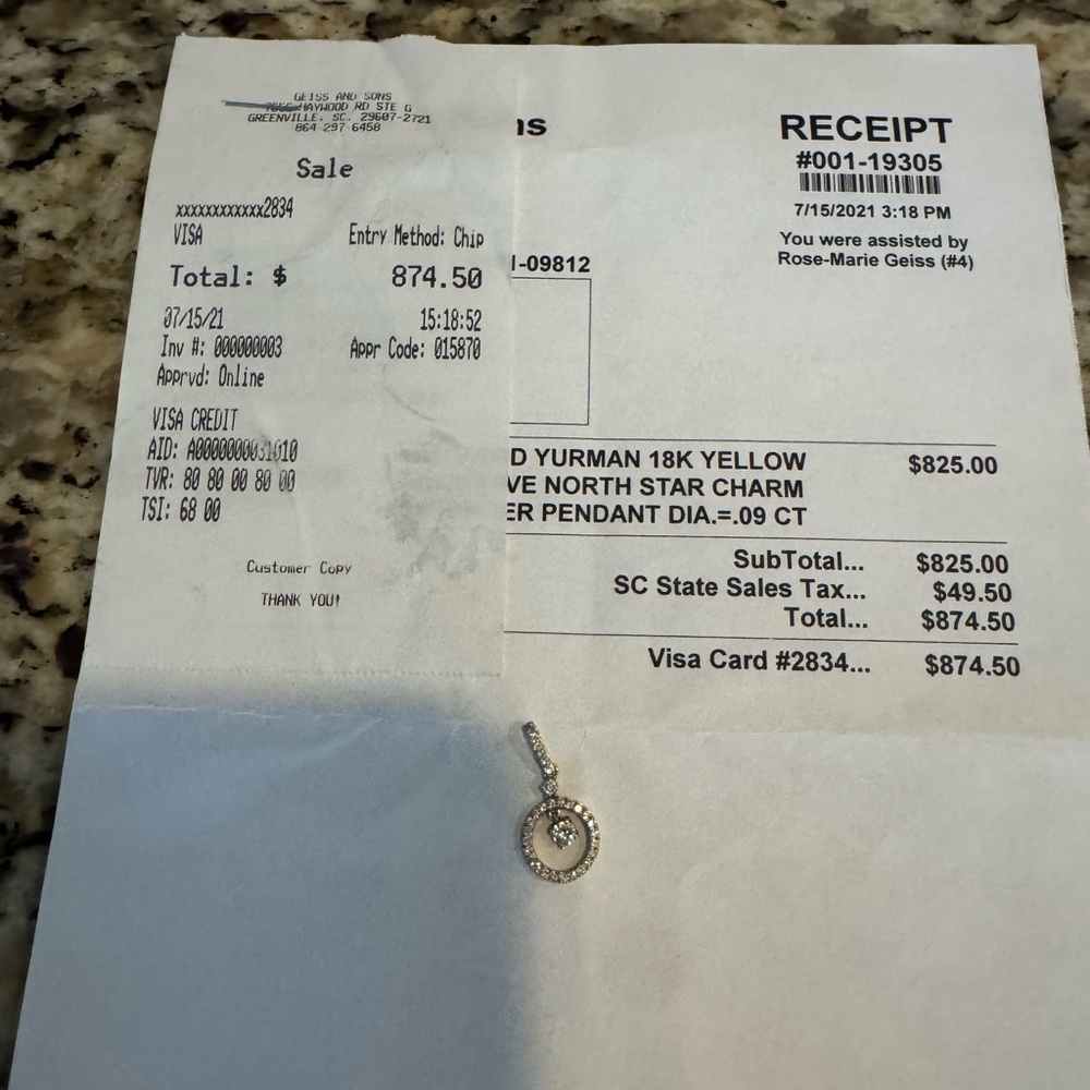 David Yurman Yellow Gold North Star Pendant
